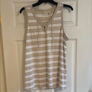 Chico's Cream Tie Front Sleeveless Tank Top
